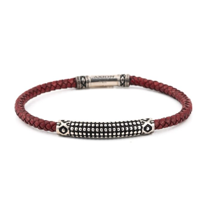 Sterling Silver Leather Sea Urchin Bracelet - Image 1