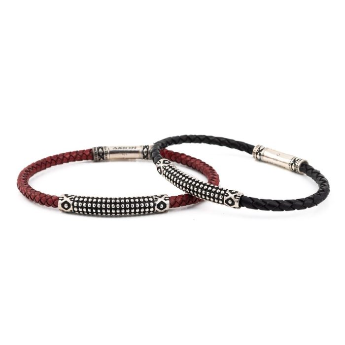 Sterling Silver Leather Sea Urchin Bracelet - Image 5