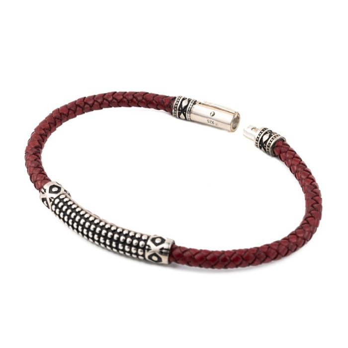 Sterling Silver Leather Sea Urchin Bracelet - Image 3