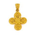 18K Gold Filigree Cross with rubies, emeralds and sapphires - Image 3