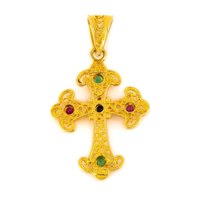 Multi precious Cross in 18K Gold - Image 4