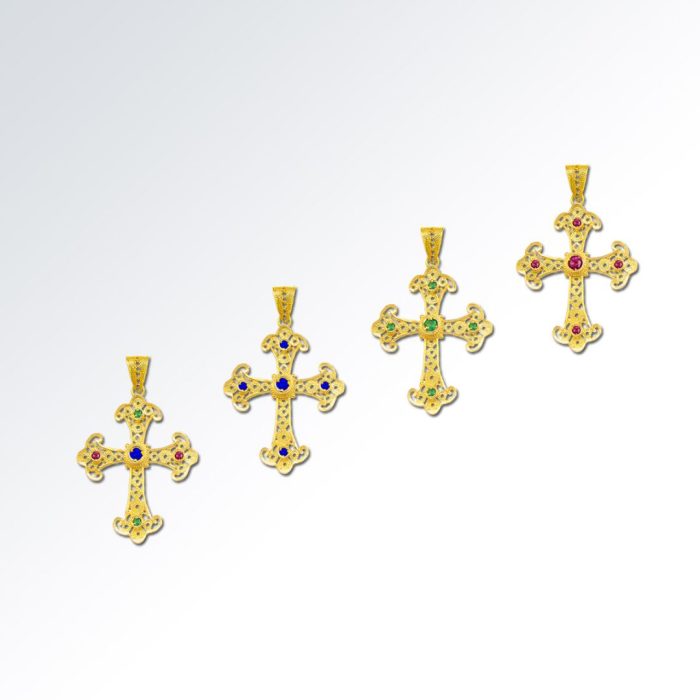 Multi precious Cross in 18K Gold - Image 9