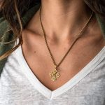 18K Solid Gold Filigree Cross Pendant with Gemstones - Image 2