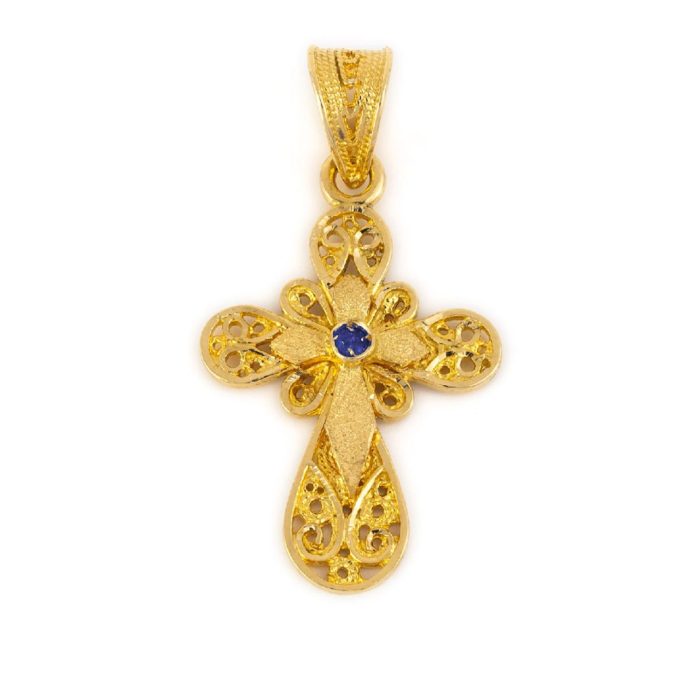 18K Gold Emerald Filigree Cross - Image 3