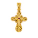 18K Gold Emerald Filigree Cross - Image 4