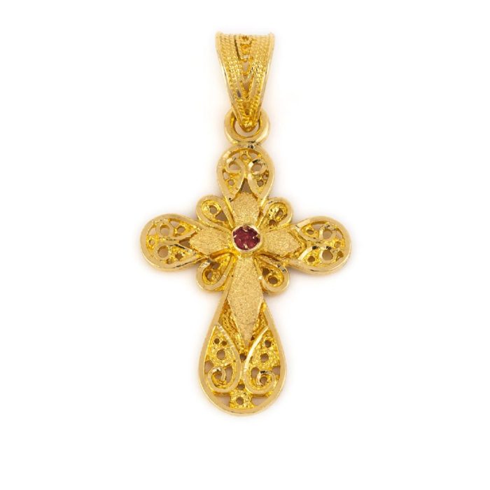 18K Gold Emerald Filigree Cross - Image 4