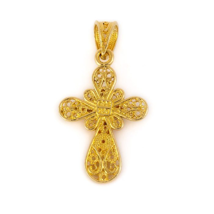 18K Gold Emerald Filigree Cross - Image 2