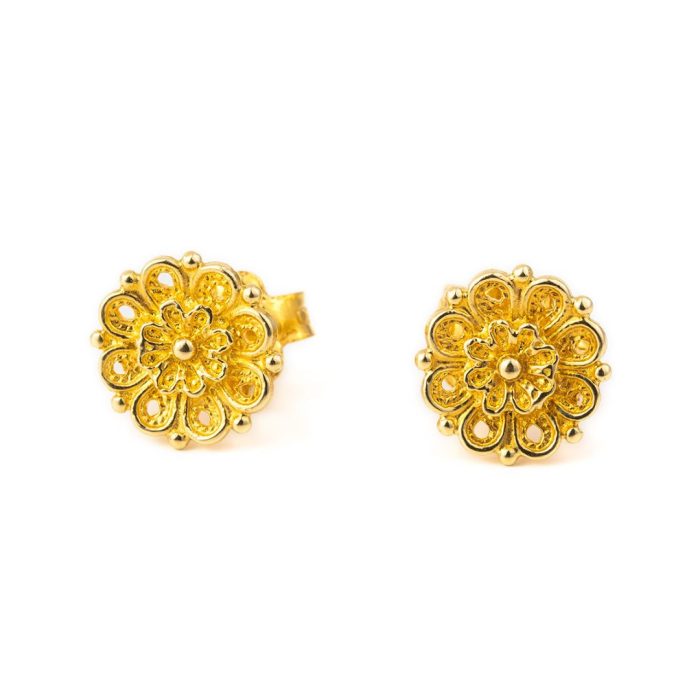 Byzantine Rosette Stud Earrings – 18K Gold - Image 1