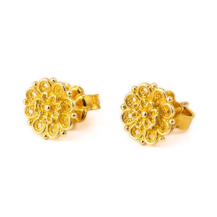 Byzantine Rosette Stud Earrings – 18K Gold - Image 2