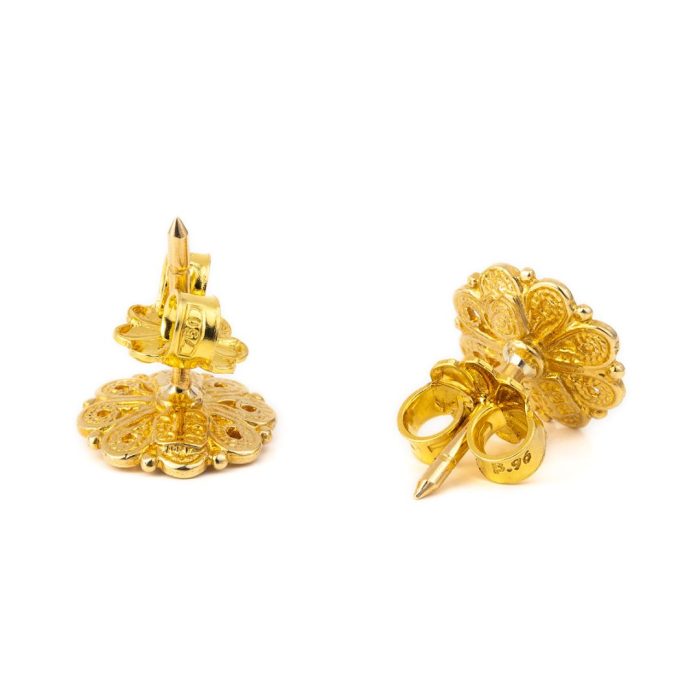 Byzantine Rosette Stud Earrings – 18K Gold - Image 4