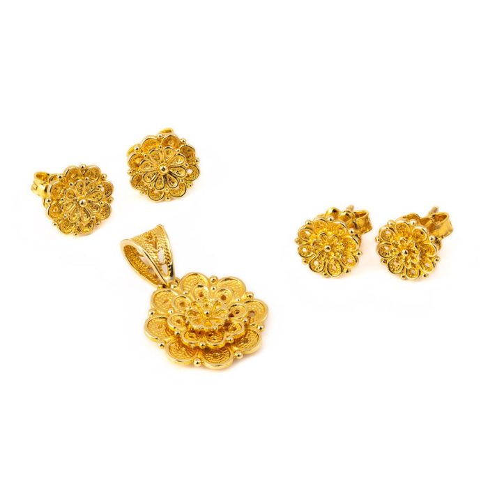 Byzantine Rosette Stud Earrings – 18K Gold - Image 5
