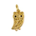 Wisdom Owl Filigree Pendant – 14K Gold with Sapphire - Image 3