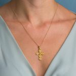 Byzantine Circle Cross Pendant in 925 Sterling Silver Gold Plated with Zircon - Image 2