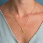Byzantine Cross Pendant in 925 Sterling Silver Gold Plated with Multicolor Zircons - Image 2