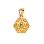Byzantine Polygon Pendant with Zircon Stone in Gold Plated 925 Sterling Silver - Image 5