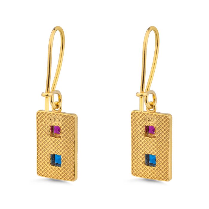 Byzantine Rectangular Earrings with Zircon - Image 3