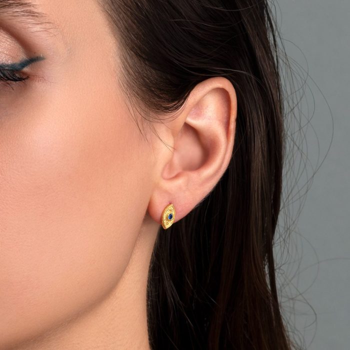Mini Evil Eye Stud Earrings with Zircon - Image 2