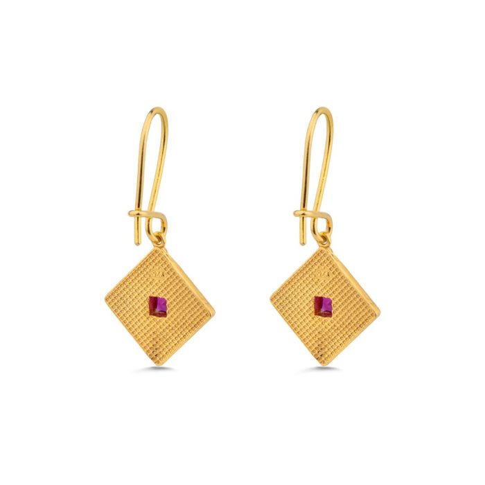 Byzantine Triangle Earrings with Zircon - Image 3