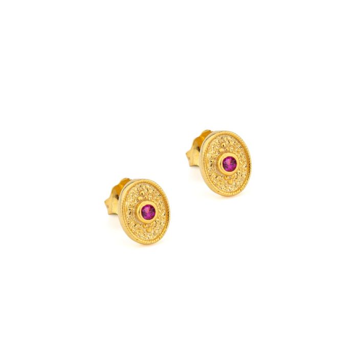 Byzantine Mini Oval Earrings with Zircon - Image 1