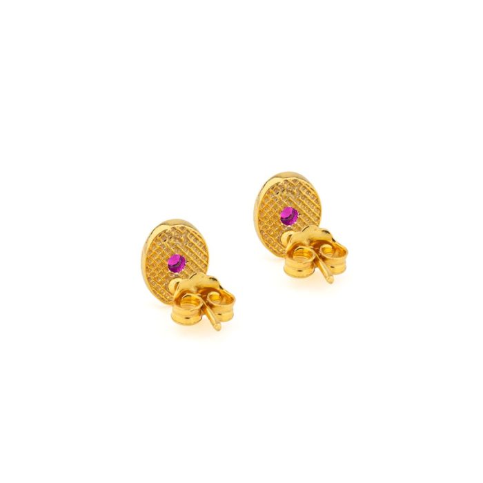 Byzantine Mini Oval Earrings with Zircon - Image 3