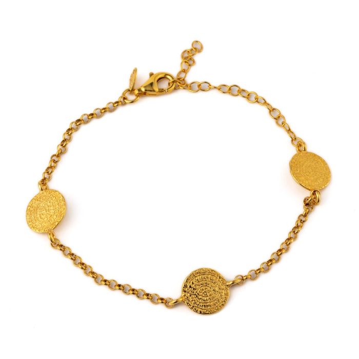 Phaistos Disc Chain Bracelet – 925 Sterling Silver and Gold Plated - Image 1