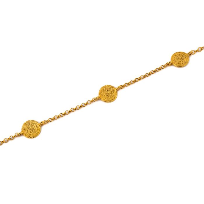 Phaistos Disc Chain Bracelet – 925 Sterling Silver and Gold Plated - Image 3