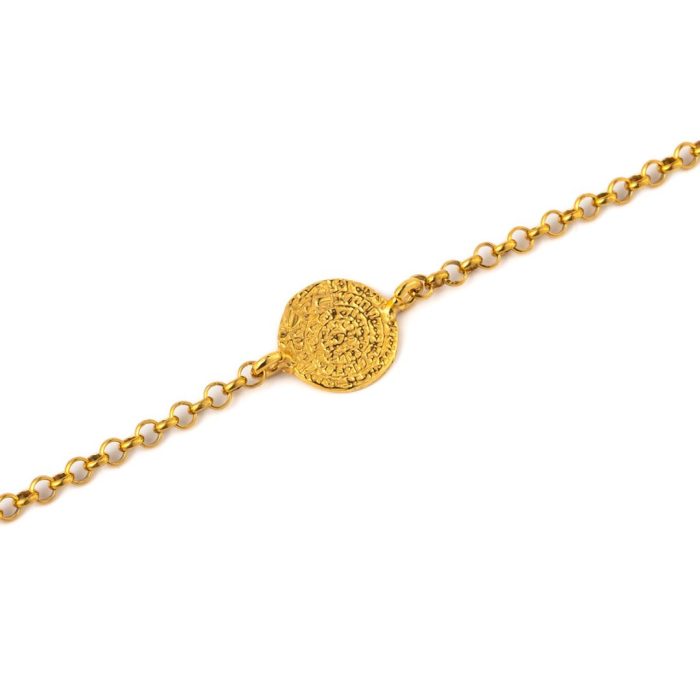 Phaistos Disc Chain Bracelet – Sterling Silver and Gold Plated - Image 4