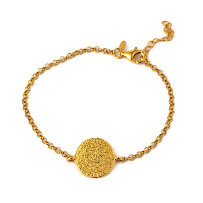 Phaistos Disc Chain Bracelet – Sterling Silver and Gold Plated - Image 7