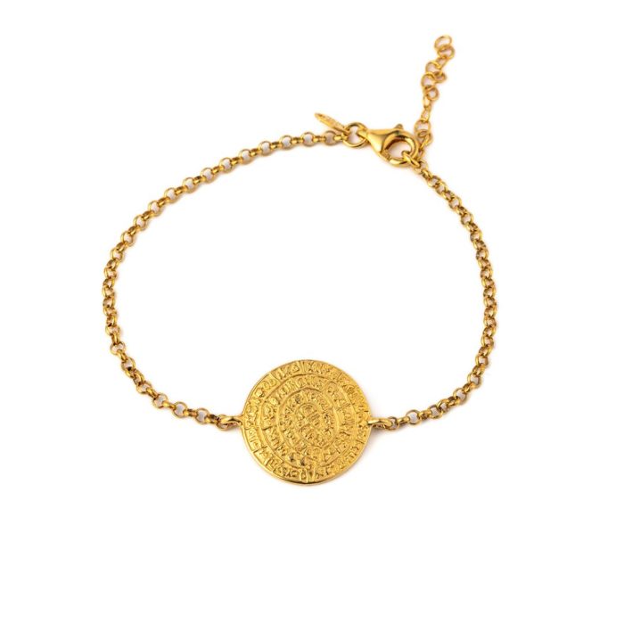 Phaistos Disc Chain Bracelet – Sterling Silver and Gold Plated - Image 1