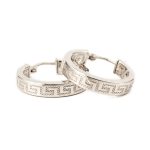Greek Key Round Hoop Earrings – Sterling Silver & Gold-Plated - Image 7