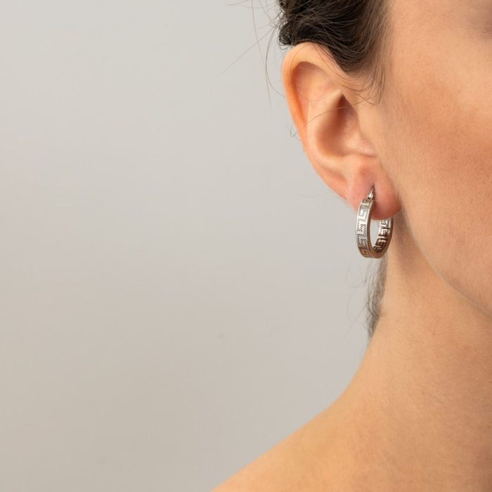 Greek Key Round Hoop Earrings – Sterling Silver & Gold-Plated - Image 8