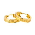 Greek Key Round Hoop Earrings – Sterling Silver & Gold-Plated - Image 4