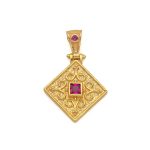 Byzantine Rhombus Pendant in Gold Plated Silver 925 - Image 4