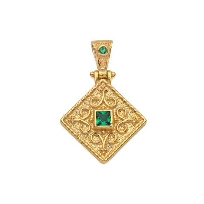 Byzantine Rhombus Pendant in Gold Plated Silver 925 - Image 1