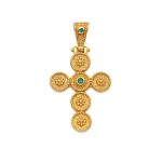 Byzantine Circle Cross Pendant in 925 Sterling Silver Gold Plated with Zircon - Image 6