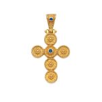 Byzantine Circle Cross Pendant in 925 Sterling Silver Gold Plated with Zircon - Image 4