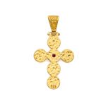 Byzantine Circle Cross Pendant in 925 Sterling Silver Gold Plated with Zircon - Image 3