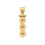Byzantine Pendant 3 Circle 925 Silver Gold Plated with Multicolor Zircon - Image 3