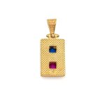 Gold Plated Byzantine Rectangle Pendant in 925 Sterling Silver with Zircon Stone - Image 3