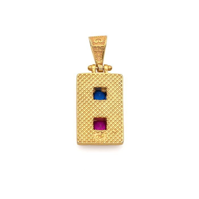 Gold Plated Byzantine Rectangle Pendant in 925 Sterling Silver with Zircon Stone - Image 3