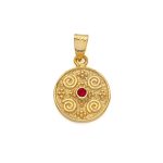 Byzantine Circle Pendant with Zircon 925 Sterling Silver Gold Plated - Image 4