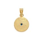 Byzantine Circle Pendant with Zircon 925 Sterling Silver Gold Plated - Image 3