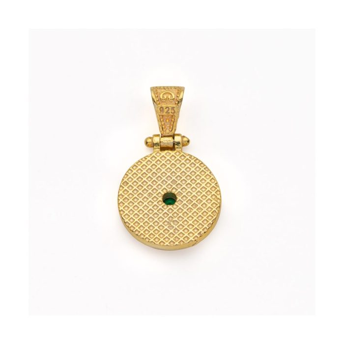 Byzantine Circle Pendant with Zircons in 925 Sterling Silver Gold Plated - Image 3