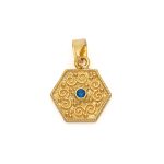 Byzantine Polygon Pendant with Zircon Stone in Gold Plated 925 Sterling Silver - Image 4