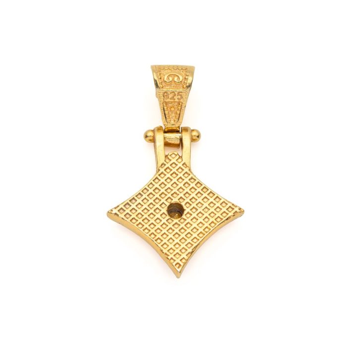 Byzantine Rhombus Pendant in Gold Plated 925 Silver with Zircon - Image 3