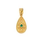 Byzantine Teardrop Pendant in Gold Plated 925 Silver with Zircon