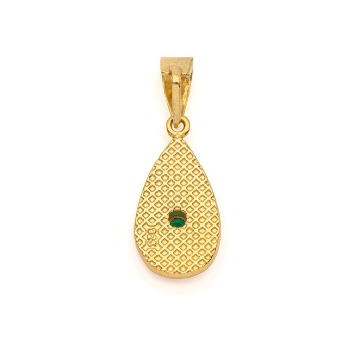 Byzantine Teardrop Pendant in Gold Plated 925 Silver with Zircon - Image 3