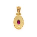 Byzantine Oval Pendant with Zircon 925 Sterling Silver Gold Plated - Image 5