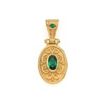 Byzantine Oval Pendant with Zircon 925 Sterling Silver Gold Plated - Image 6