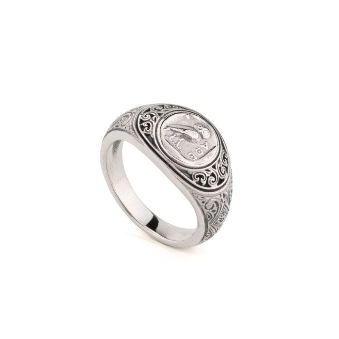 Gerochristo - Symbol Ring in Sterling Silver with Ancient Greek Owl - Image 2